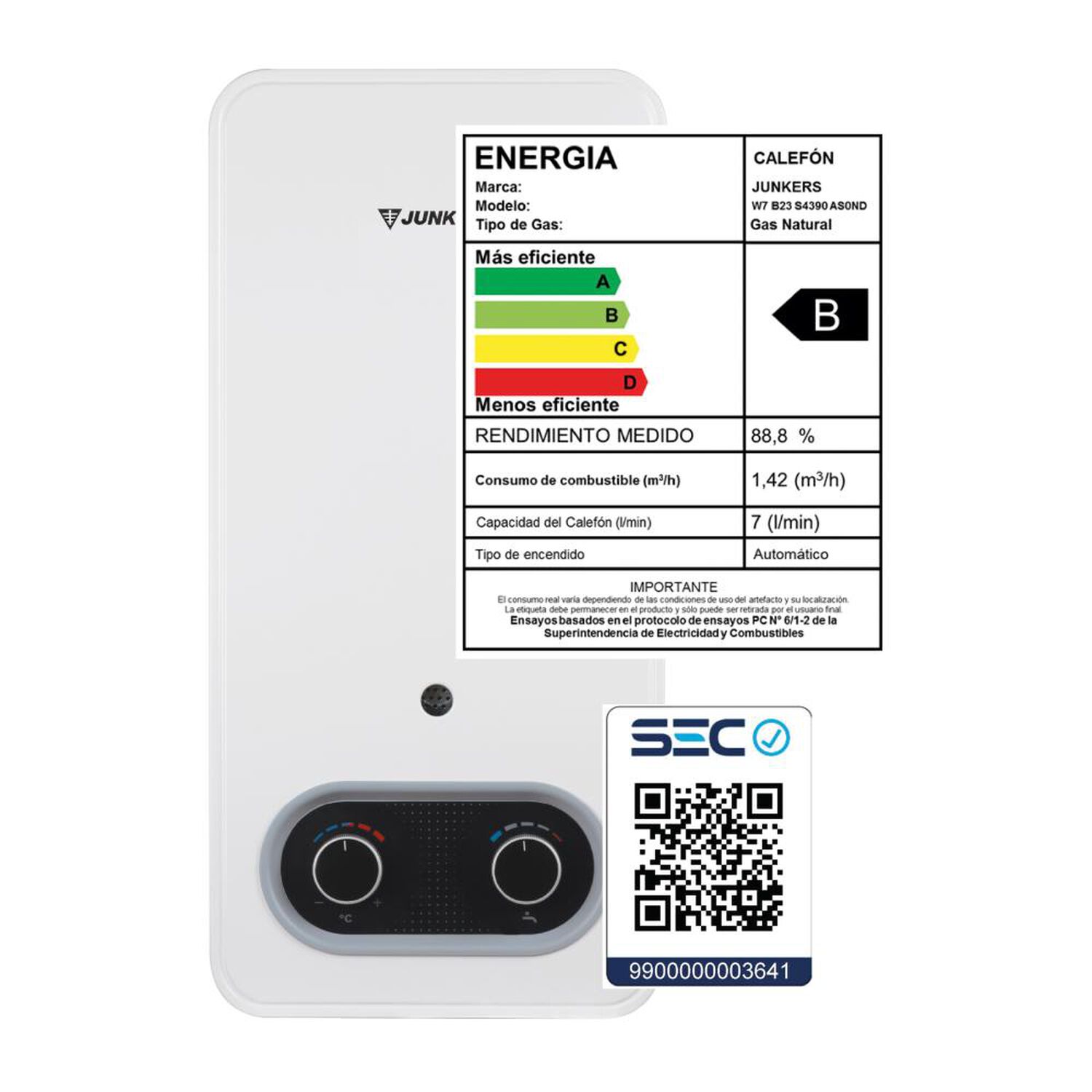 Calefont Junkers Hydrosense / Tiro Natural / Gas Licuado  / 7 Litros image number 8.0