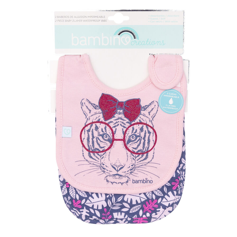 Set 2 Babero Algod&oacute;n Impermeable Azul Tigresa Ni&ntilde;a image number 0.0