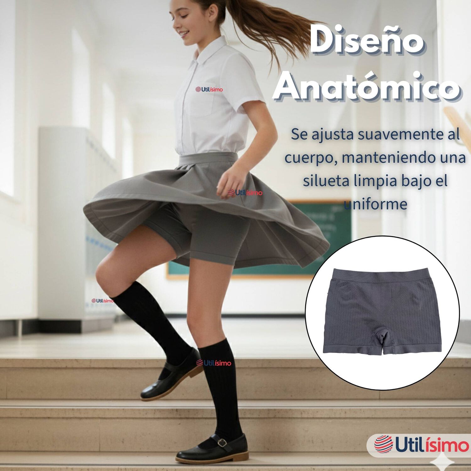 Pack 6 Calzas Cortas Escolar Pata Deportivas Ni&ntilde;a Color Gris image number 4.0