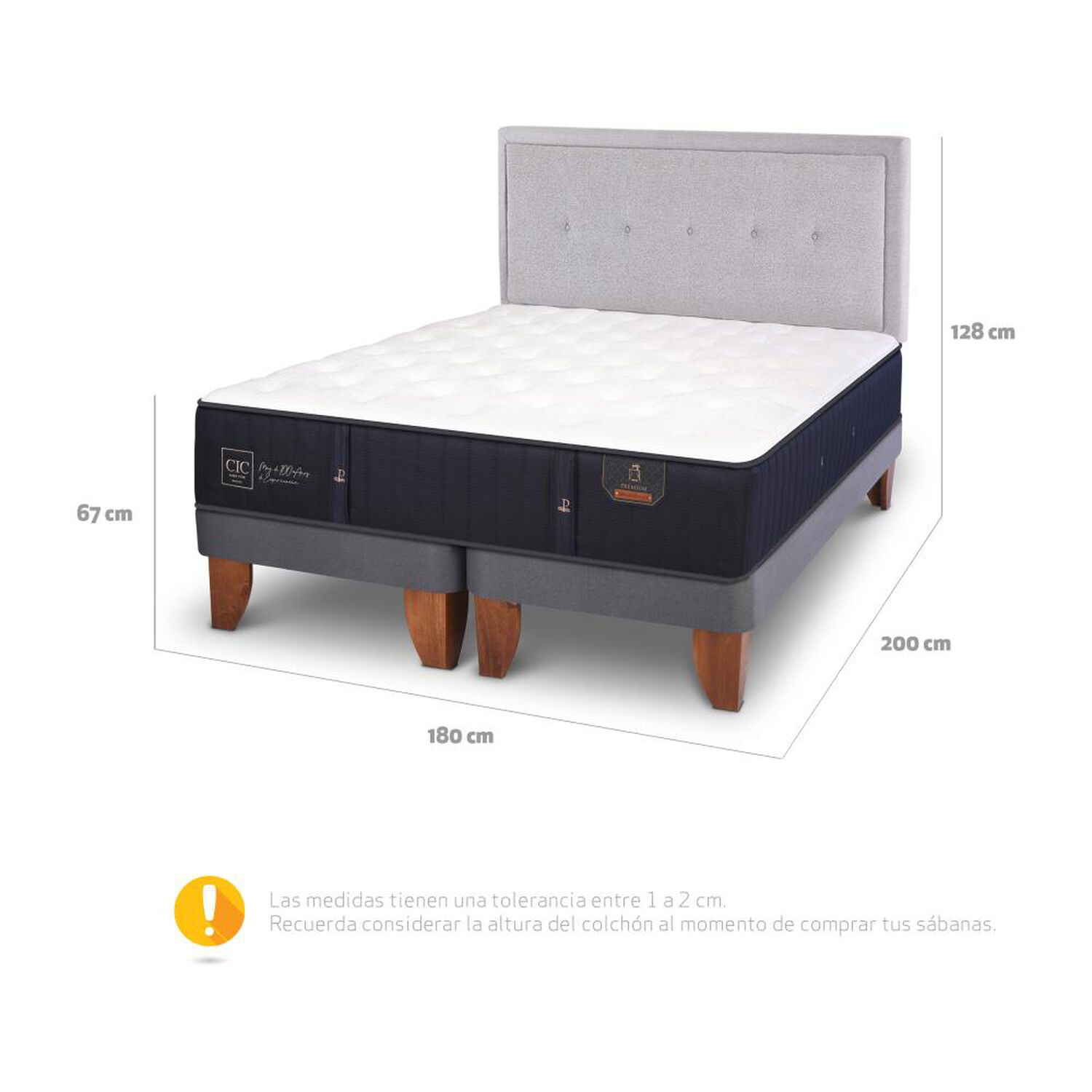 Cama Europea Cic Premium / King / Base Dividida + Respaldo image number 4.0