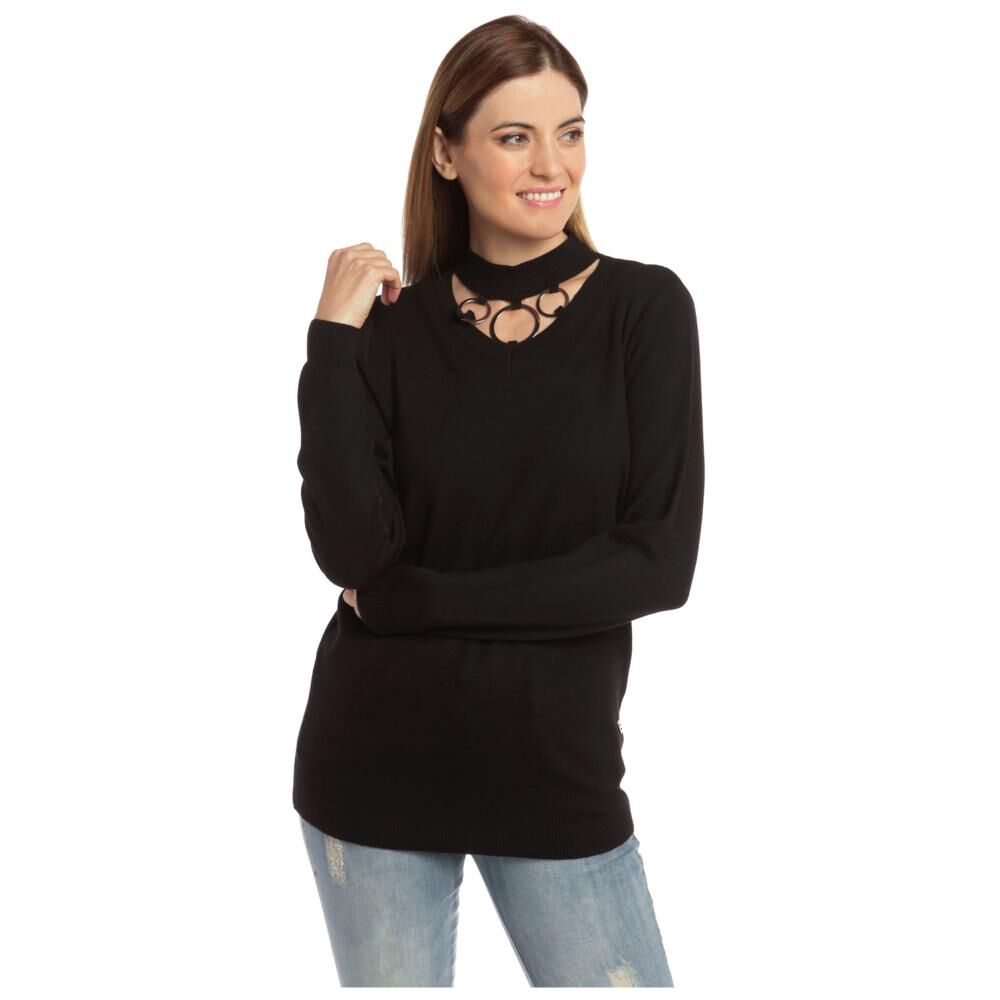 Sweater Liso Cuello V Mujer Bny"S image number 3.0