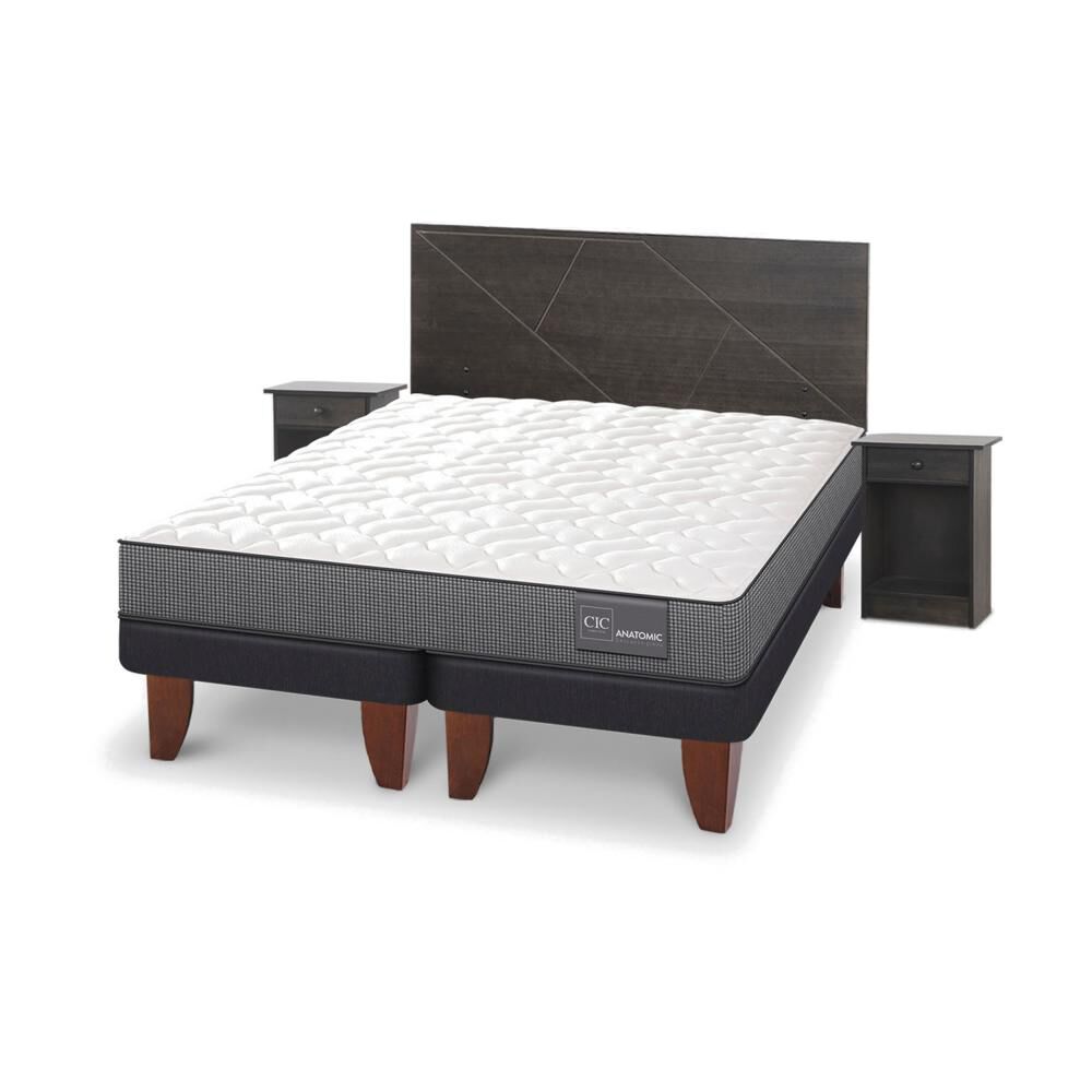Cama Europea Cic Anatomic / 2 Plazas / Base Dividida + Set De Maderas image number 2.0