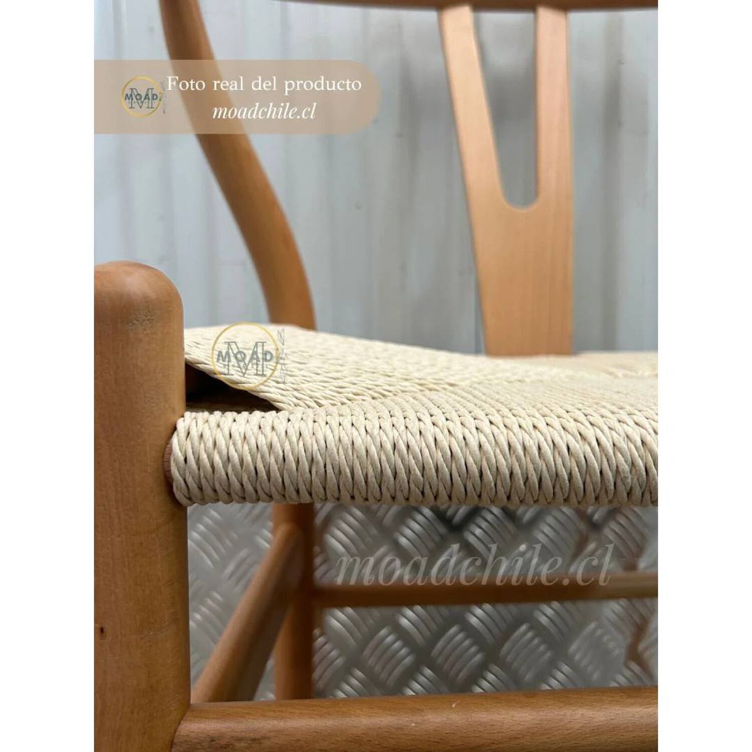 Pack 2 Sillas Wishbone Madera Asiento Rat&aacute;n Natural image number 2.0
