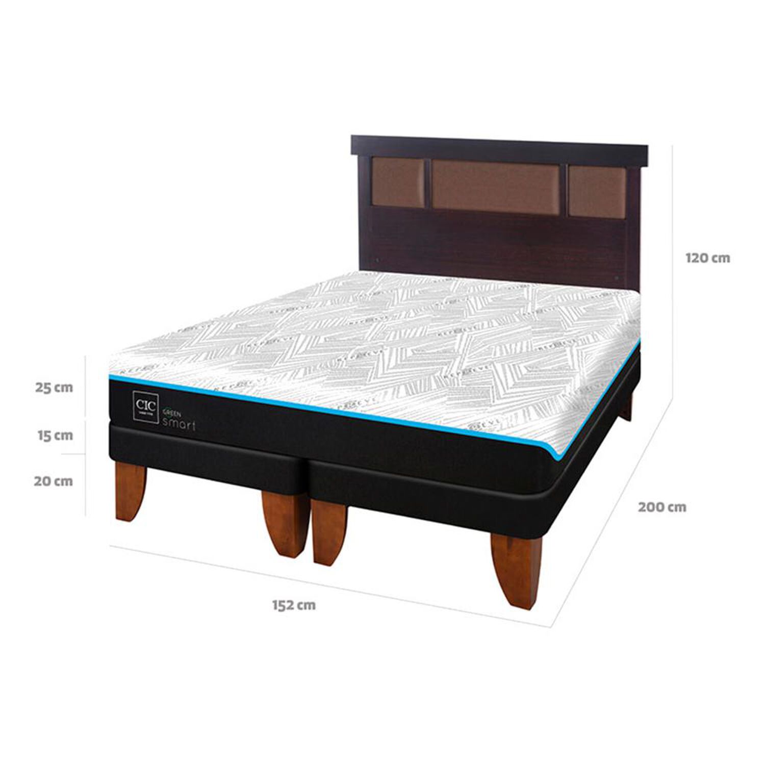 Cama Europea Cic Green Infinity / 2 Plazas / Base Dividida + Respaldo image number 6.0