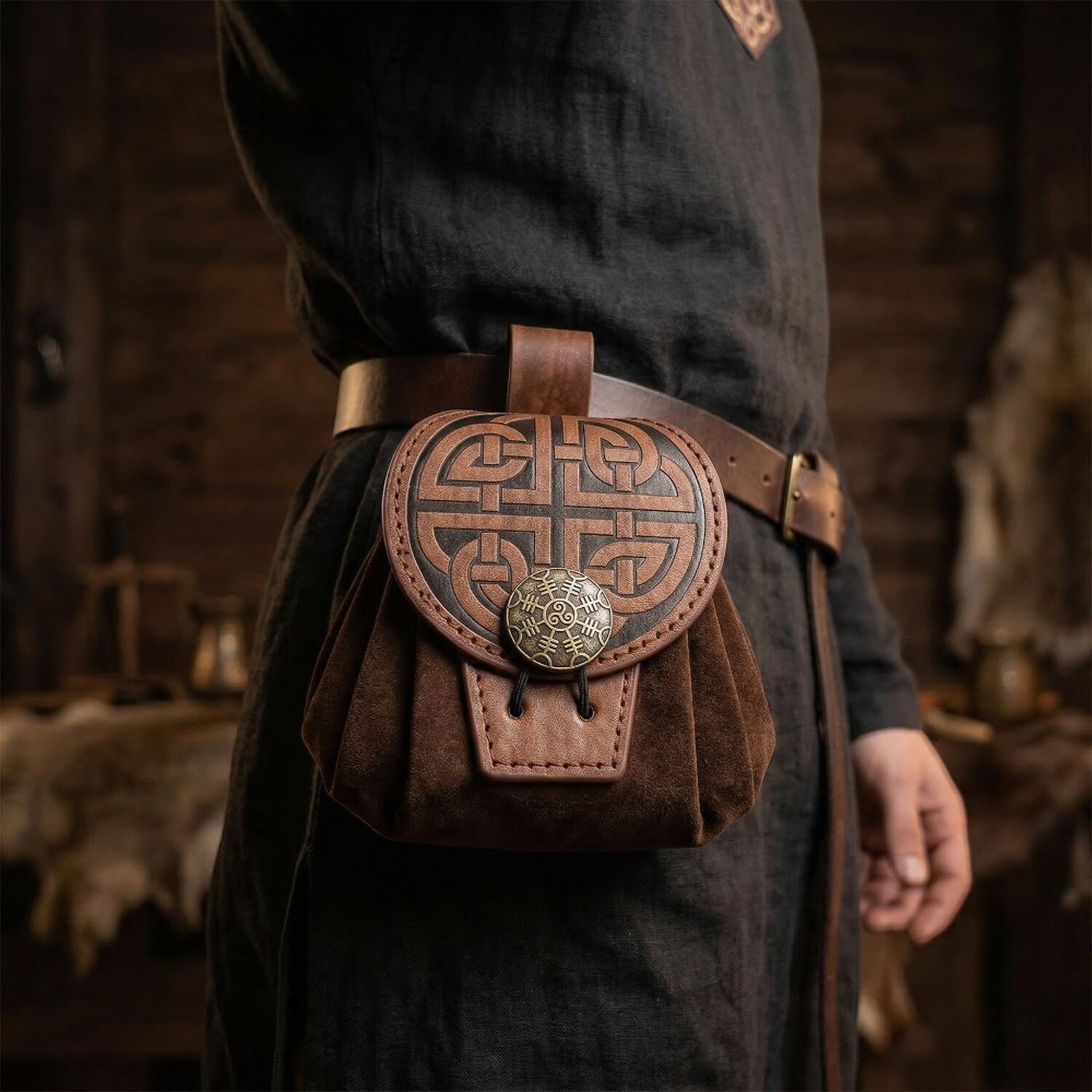 Bolso Medieval Para Cintur&oacute;n Con Broche N&oacute;rdico Vikingo image number 0.0