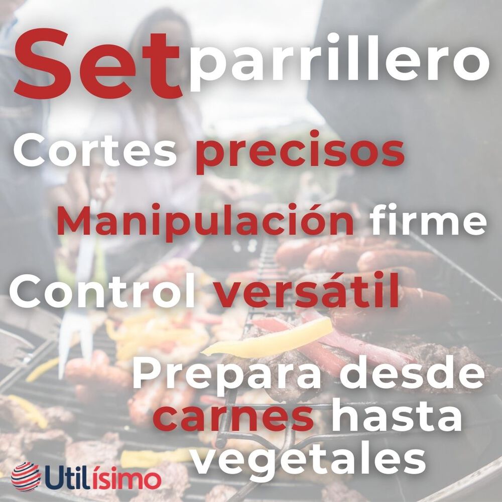 Kit Parrillero 3 Piezas Pinza Espátula Tenedor Para Asados Mango Madera Acero Inoxidable image number 9.0