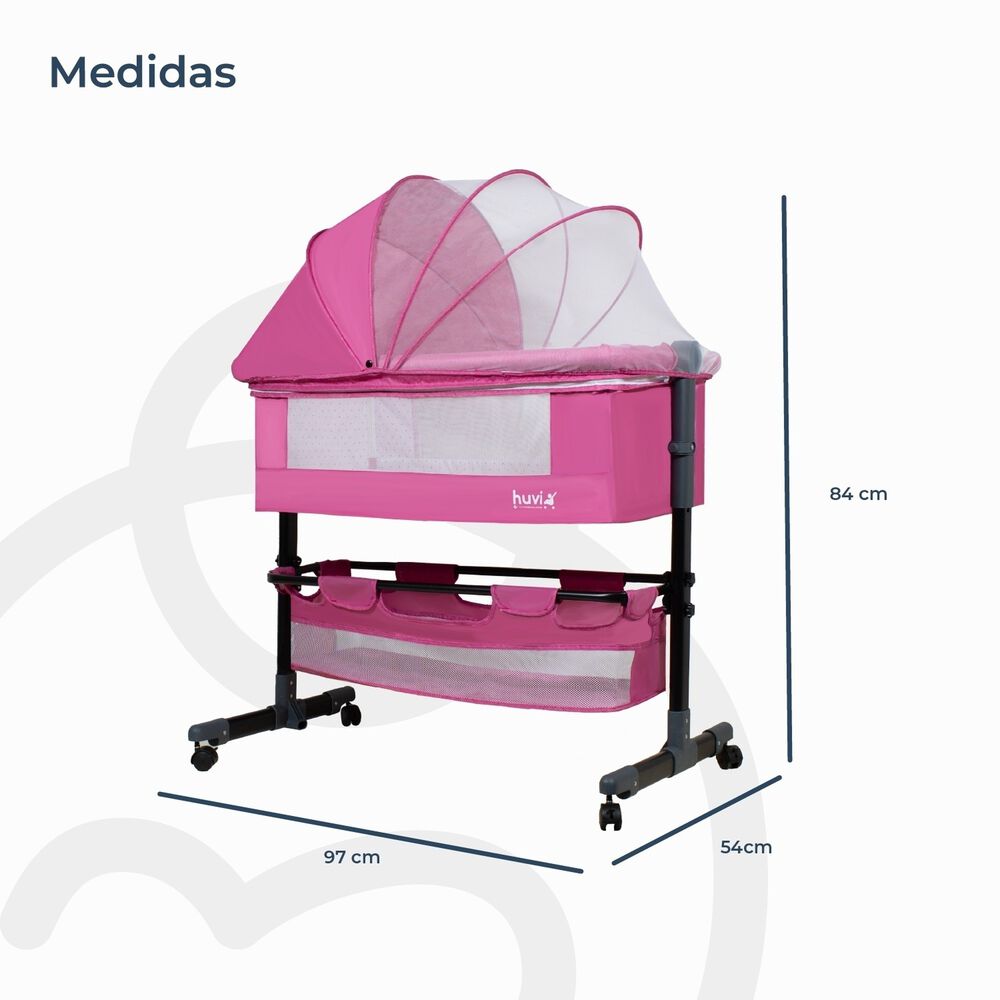 Cuna Colecho Cozy Con Colch&oacute;n Mosquitero Y Canasto Rosa Huvi image number 7.0