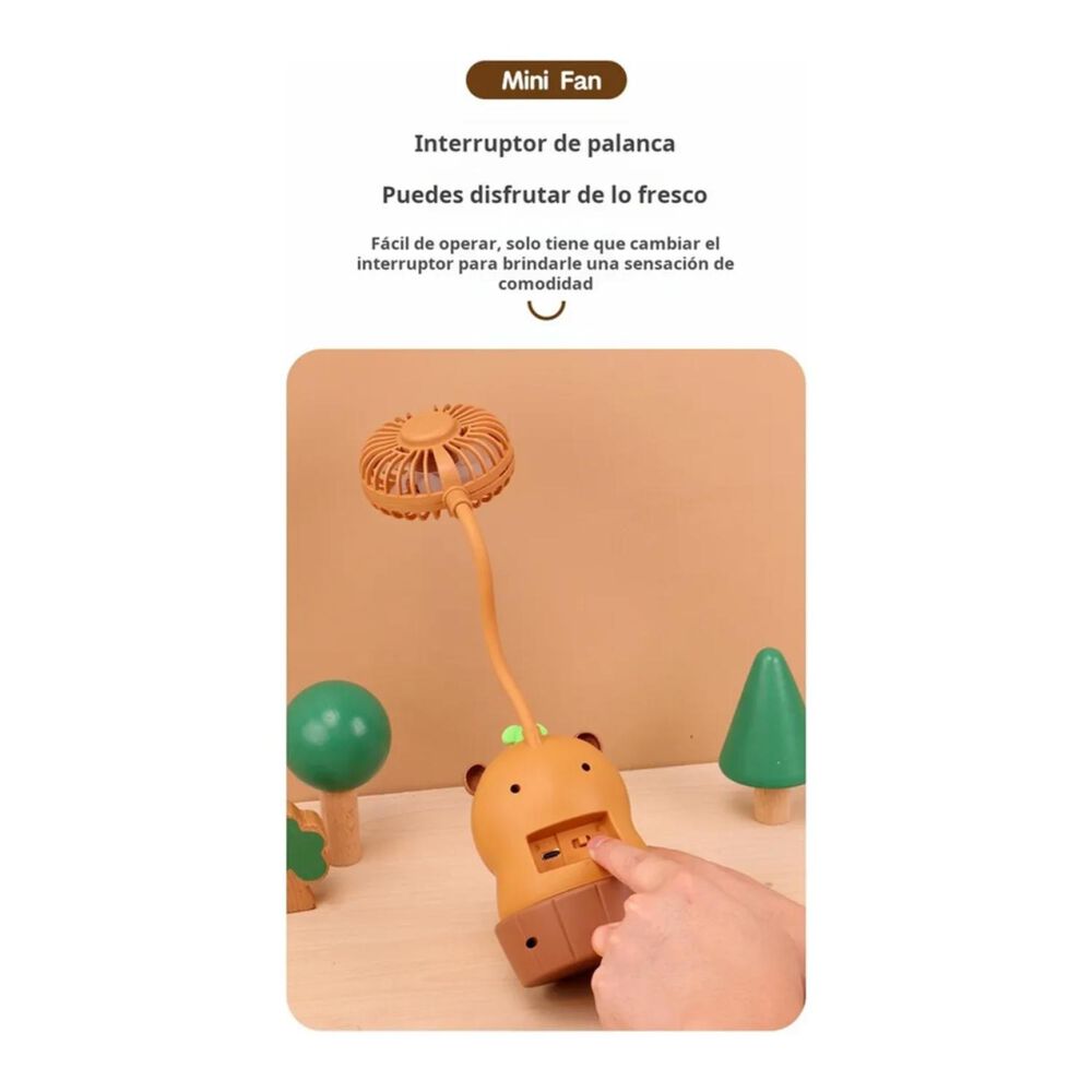 Mini Ventilador Y Lampara De Escritorio Usb Capibara image number 1.0