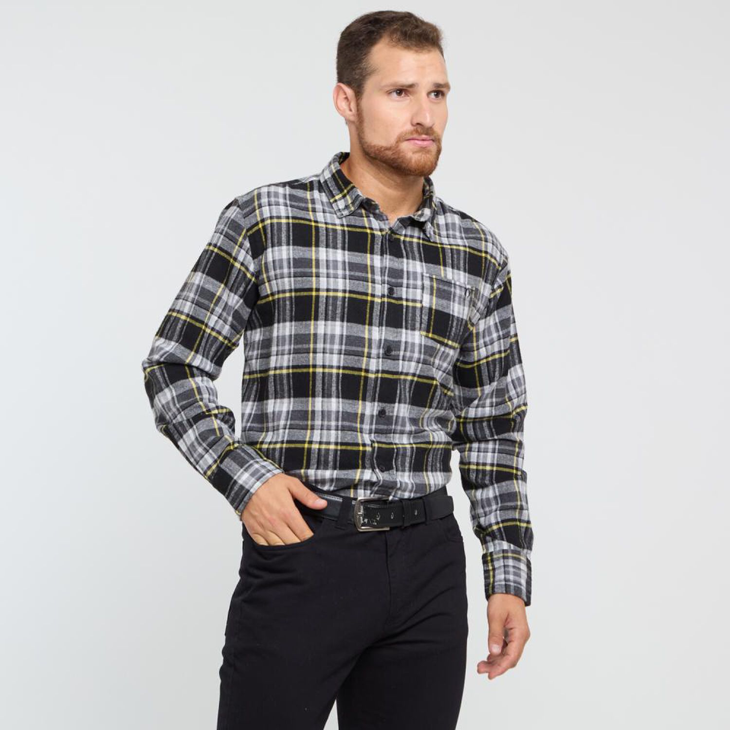 Camisa Bloque Color Slim Manga Larga Hombre Herald image number 2.0