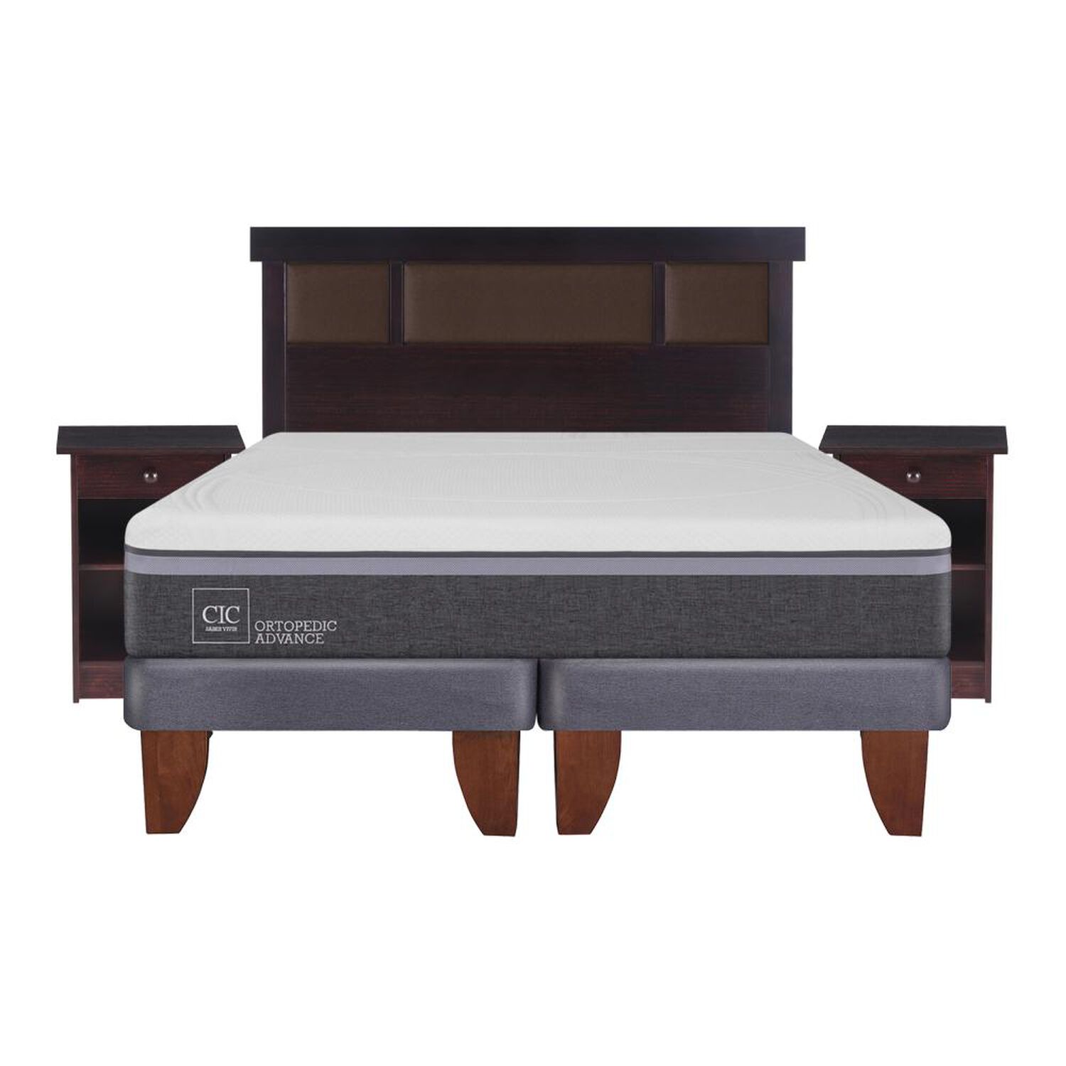 Cama Europea Cic Ortopedic / 2 Plazas / Base Dividida + Set De Maderas image number 0.0