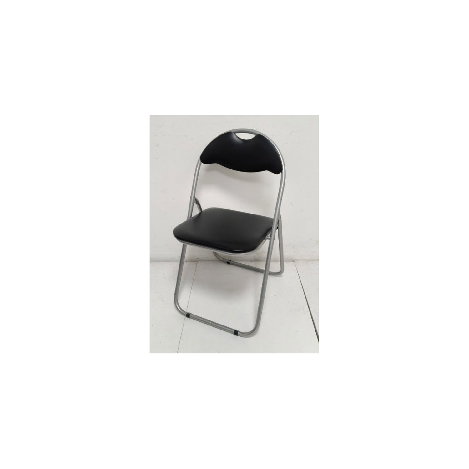 Silla Plegable Acolchada Metal Con Respaldo Port&aacute;til Negro Y Gris image number 1.0