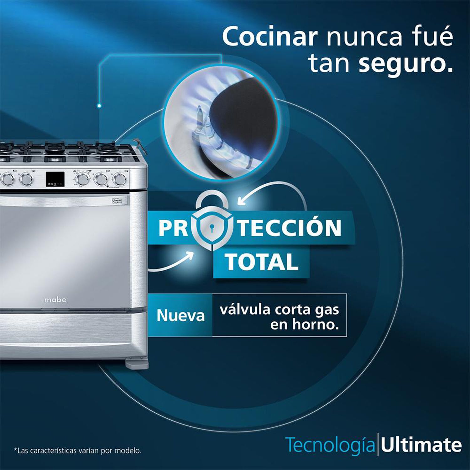 Kit Cocina Mabe Encimera CMG6044LD-1CL + Campana CM6045XV0 / 4 Quemadores image number 9.0
