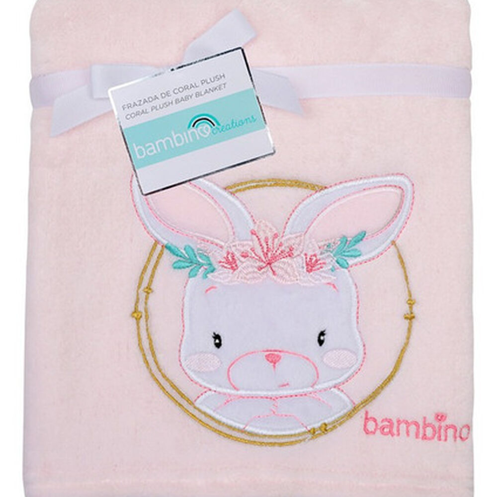 Frazada De Coral Plush Bambino Conejo Rosado image number 1.0