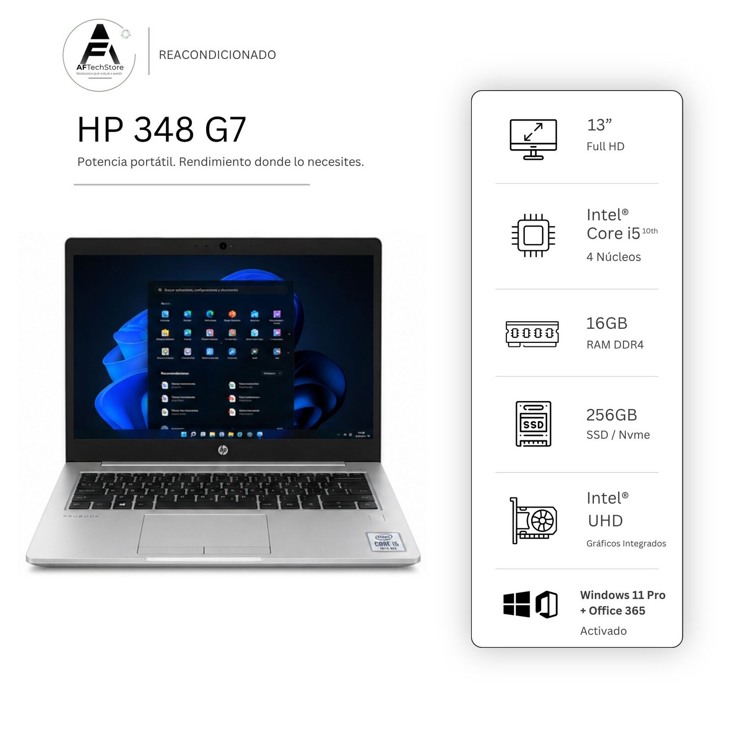 Notebook Hp 348 G7 I5 10th 16gb 256gb Intel Uhd Edición Exclusiva Win Office Rea