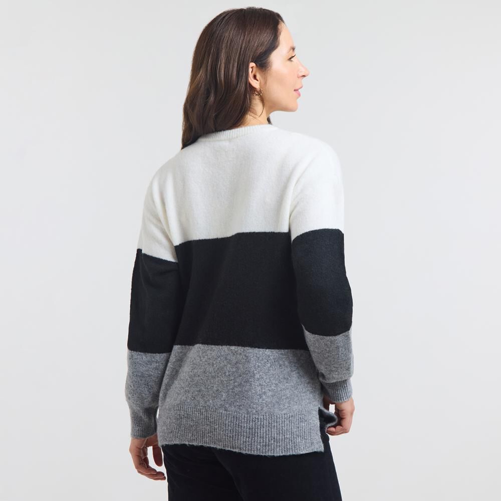 Sweater Bloque Color Regular Manga Larga Cuello Redondo Mujer Geeps image number 3.0