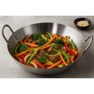 Disco Wok Redondo Acero Profesional 45cm Con Azas De Cocina