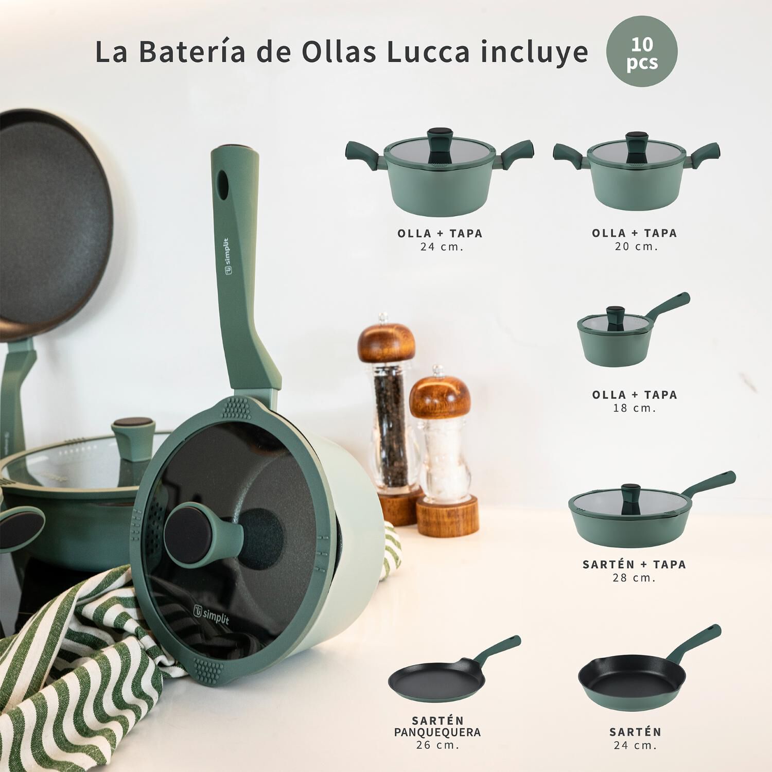 Bater&iacute;a De Cocina Antiadherente Lucca 10 Pcs Simplit image number 7.0