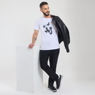 Polera Estampada Manga Corta Cuello Redondo Hombre Az Black