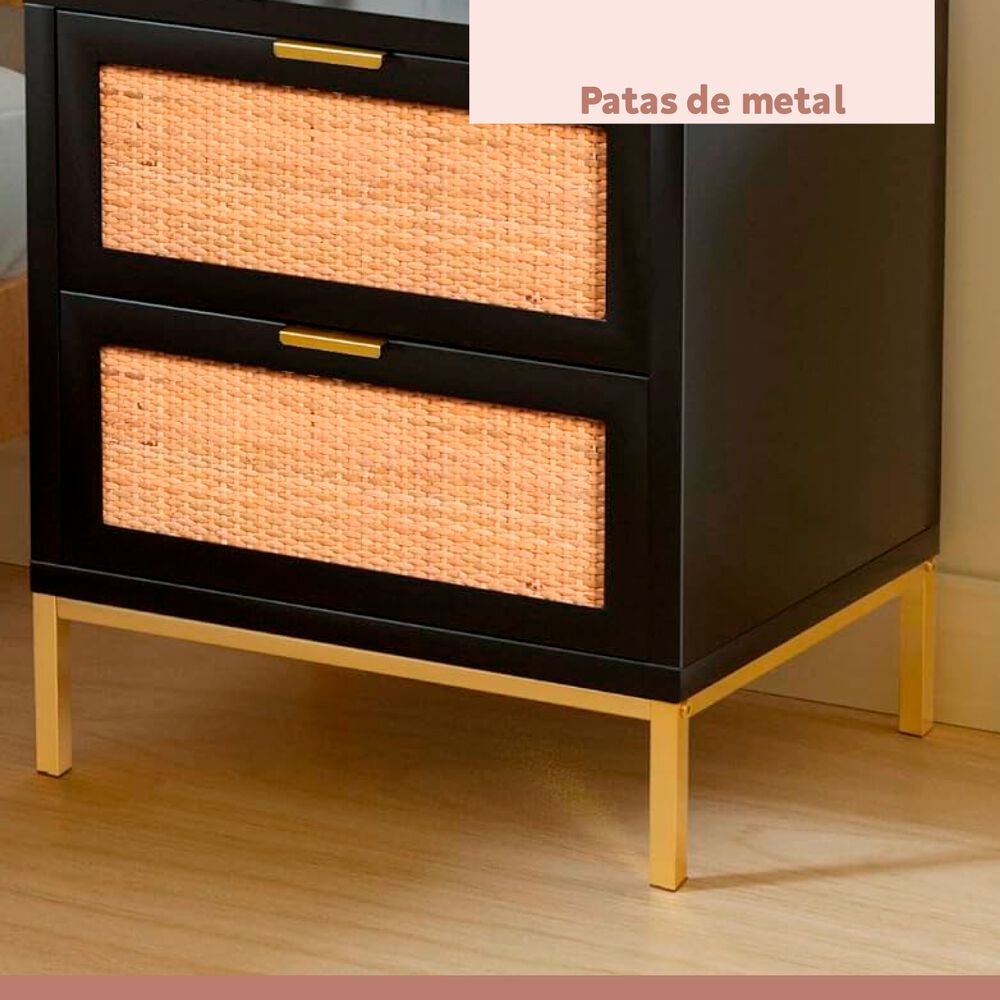 Pack De 2 Veladores Rattan Dark Dos Cajones image number 6.0