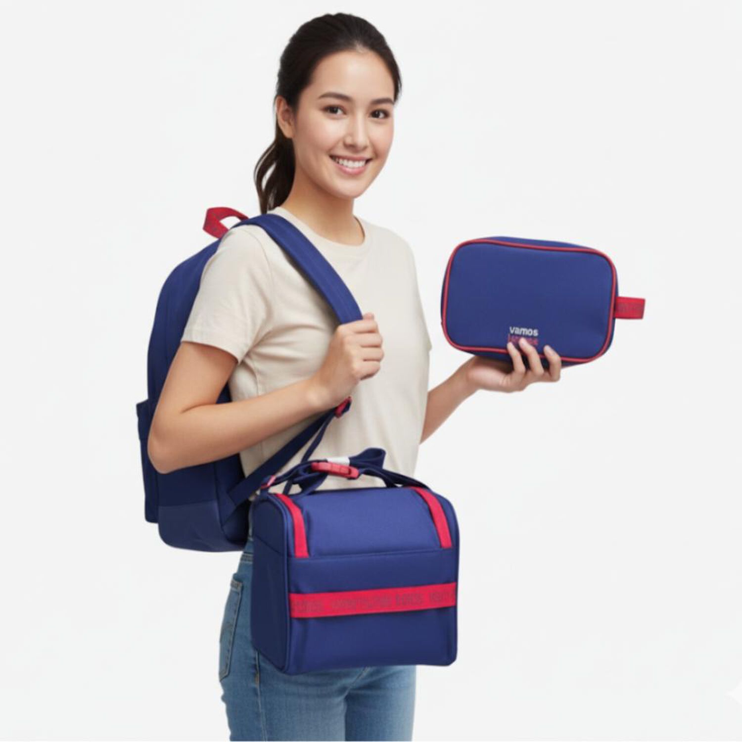 Set Escolar 3 En 1 Azul Mochila, Lonchera, Estuche Titanio image number 2.0