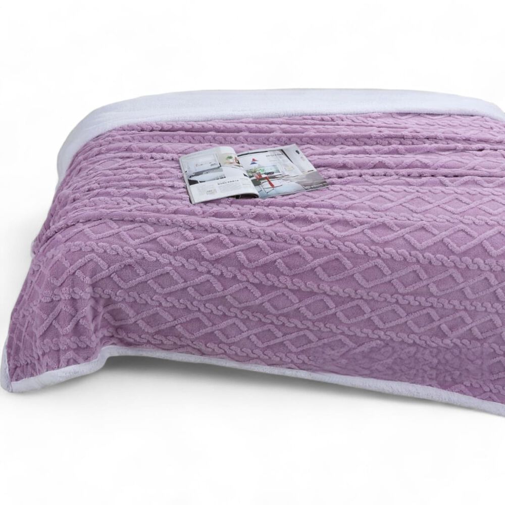 Frazada Polar Con Chiporro Medida 230x250cm King Color Lila Ftch (8) image number 0.0