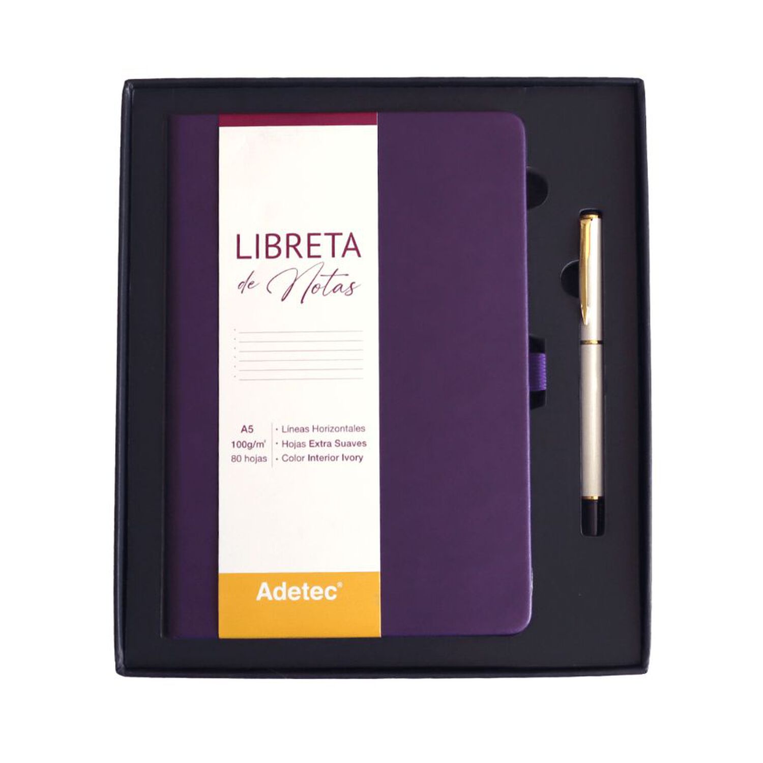 Caja Regalo Libreta Cosida A5 Burdeo C/lapiz - Adetec image number 1.0