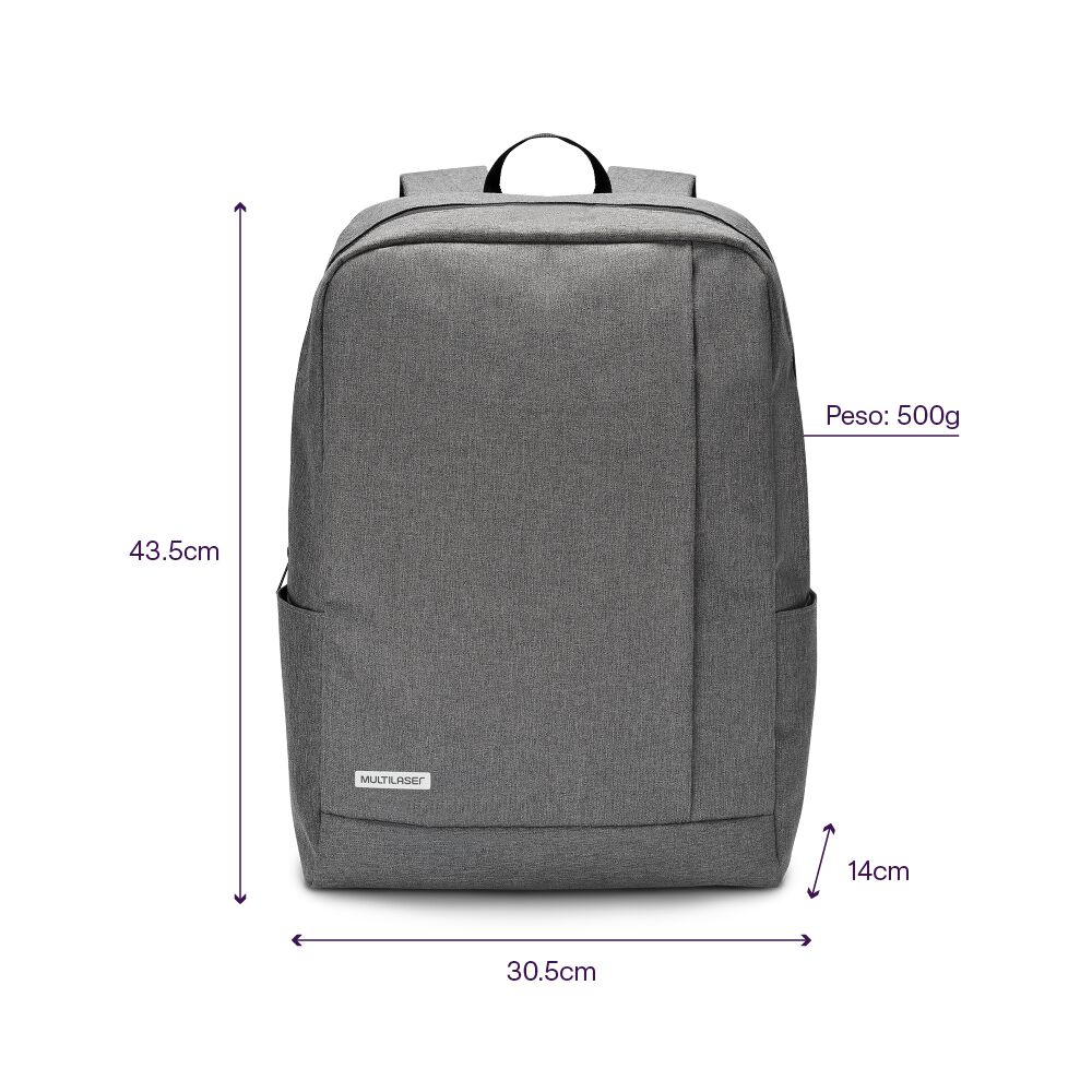 Mochila Notebook Multilaser Classic Gris Bo438 image number 4.0