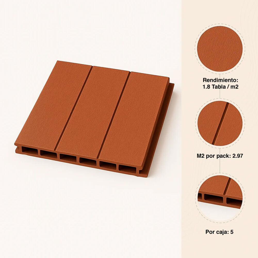 Pack De 5 Revestimientos Siding Wpc Exterior Color Madera image number 4.0