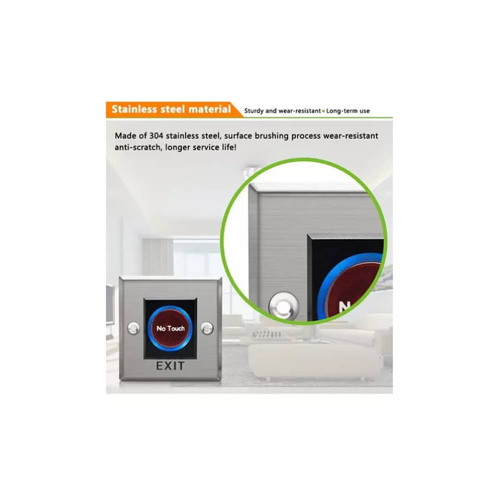Pulsador Bot&oacute;n No Touch Salida Control Puerta Acceso Led image number 5.0