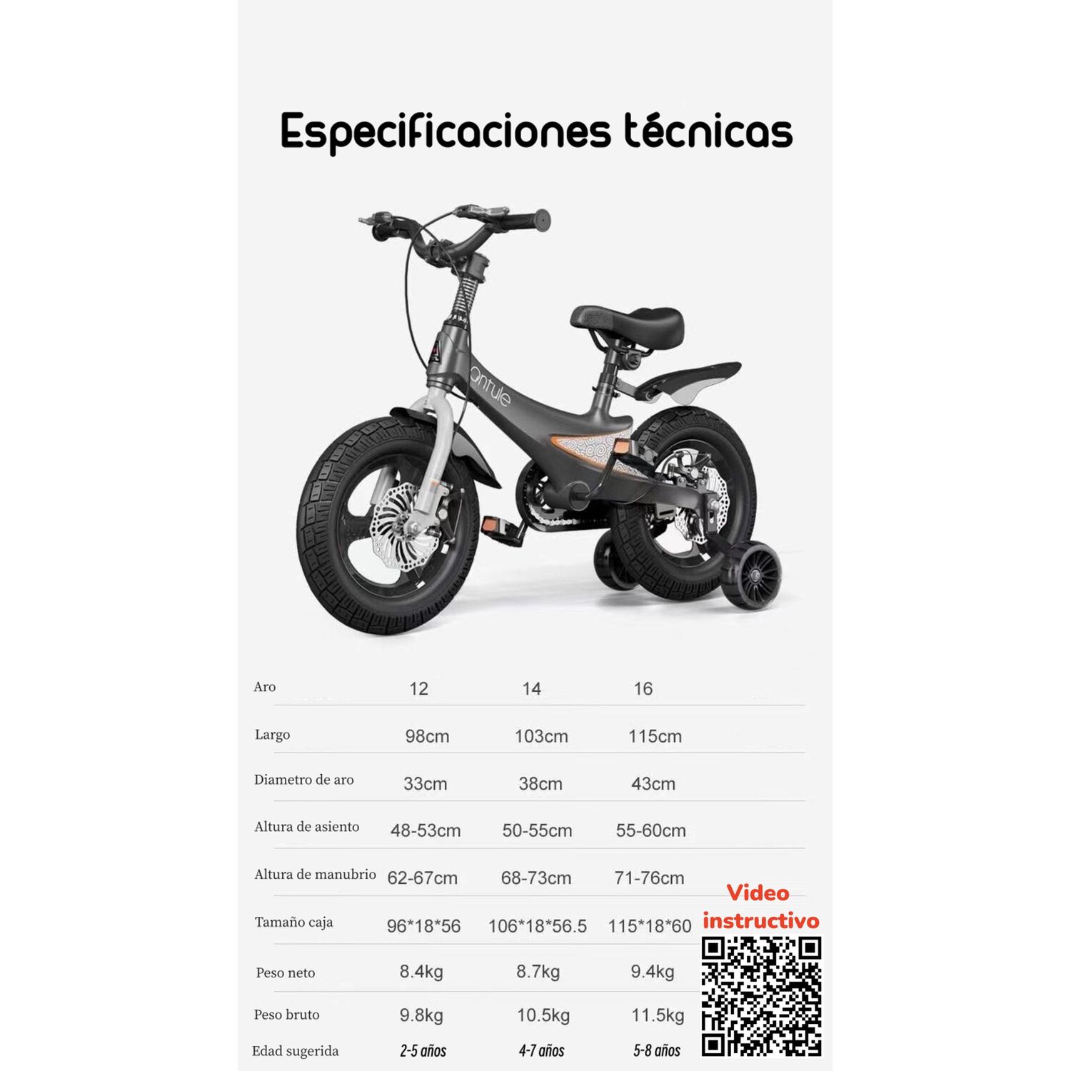 Bicicleta Infantil Aro 16 5-8 A&ntilde;os Antule Rosada Lubabycas image number 3.0