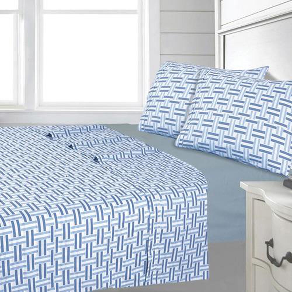 Sabana Andes 144 Hilos Estampada Geometrico Azul 1 Plaza image number 0.0