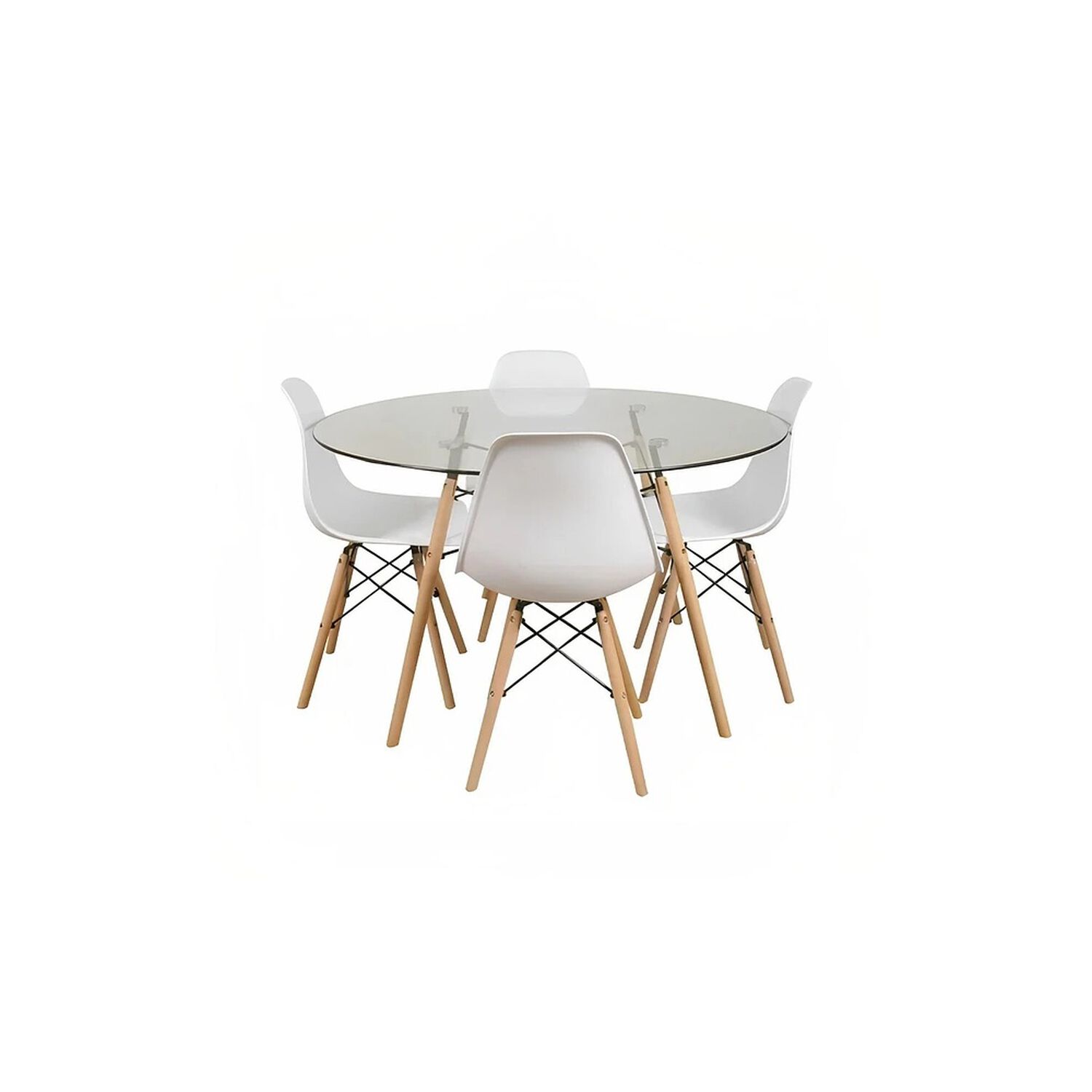 Comedor Mesa Eames Vidrio 100cm + 4 Sillas Eames Blancas image number 0.0