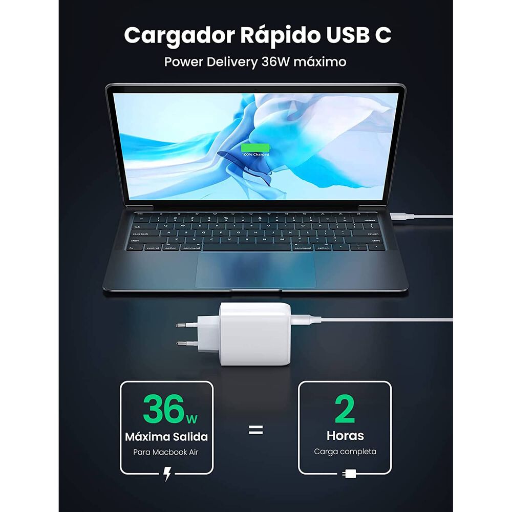 Cargador Pared Usb C Ultra R&aacute;pido 36w Power Delivery + Usb image number 3.0