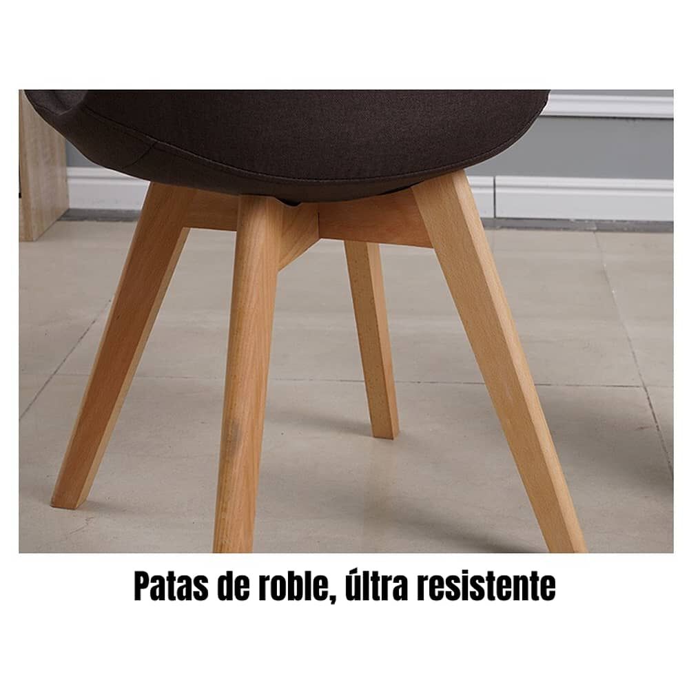 Set 4 Sillas De Comedor De Tela Madera Gris Fabric Lubabycas image number 5.0