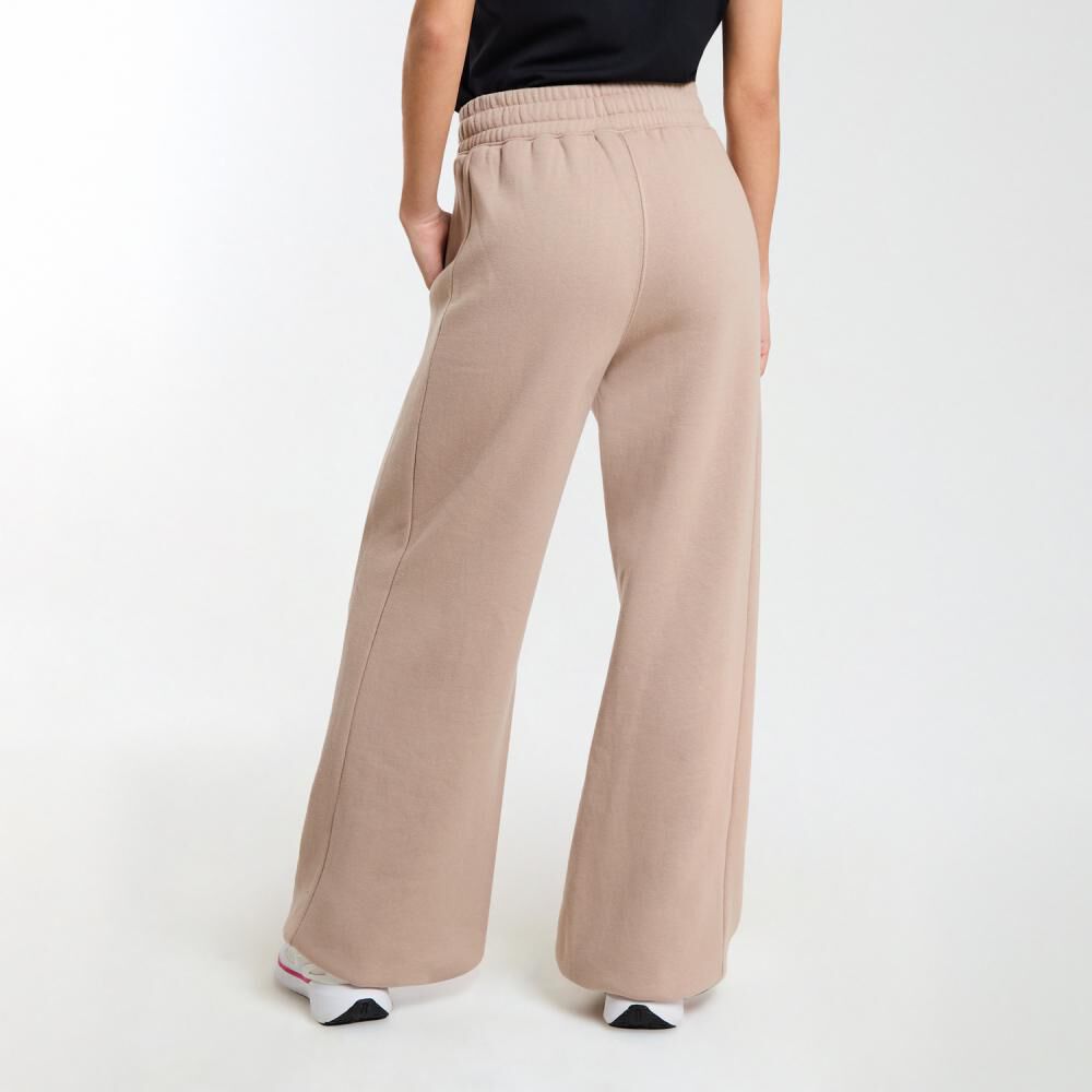 Pantalón De Buzo Deportivo Liso Tiro Medio Wide Leg Mujer Wetland image number 3.0