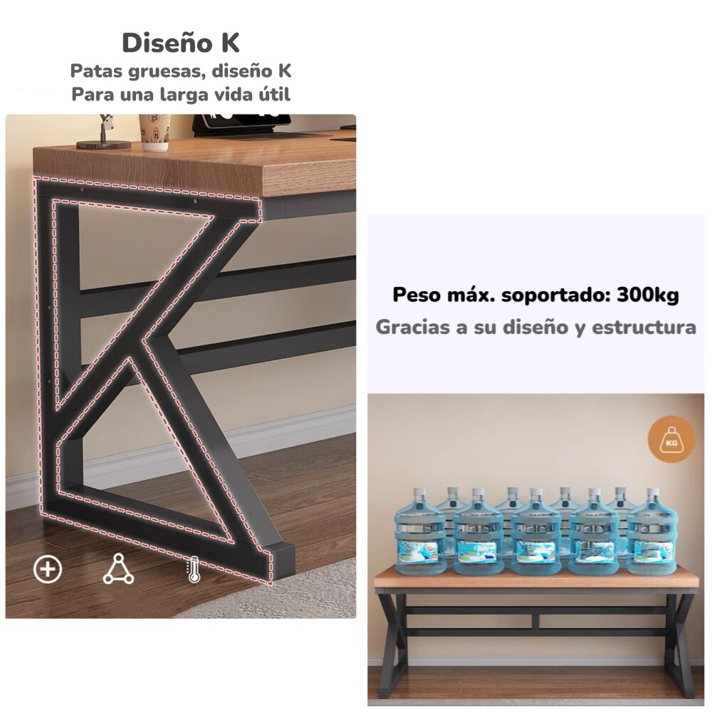 Escritorio De Madera Diseño K Snow 140cm Lubabycas image number 4.0