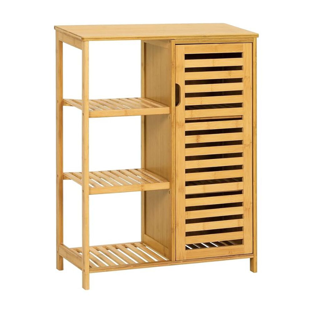 Armario De Almacenamiento 3 Estantes Laterales Puertas De Bamb&uacute; image number 0.0