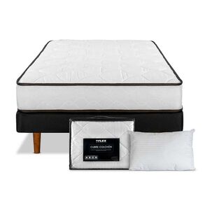 Cama Europea Flex New Simple / 1.5 Plazas / Base Normal + Almohada + Cubrecolch&oacute;n