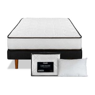 Cama Europea Flex New Simple / 1.5 Plazas / Base Normal + Almohada + Cubrecolch&oacute;n