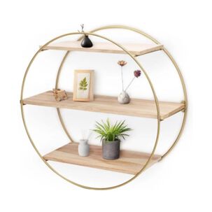 Estante Flotante De Pared Redondo Con 3 Repisas