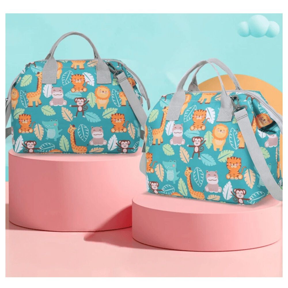Bolso Maternal Panales Oxford 31cm Panalera Portatil Multifuncional Estampada Turquoise Animals image number 6.0