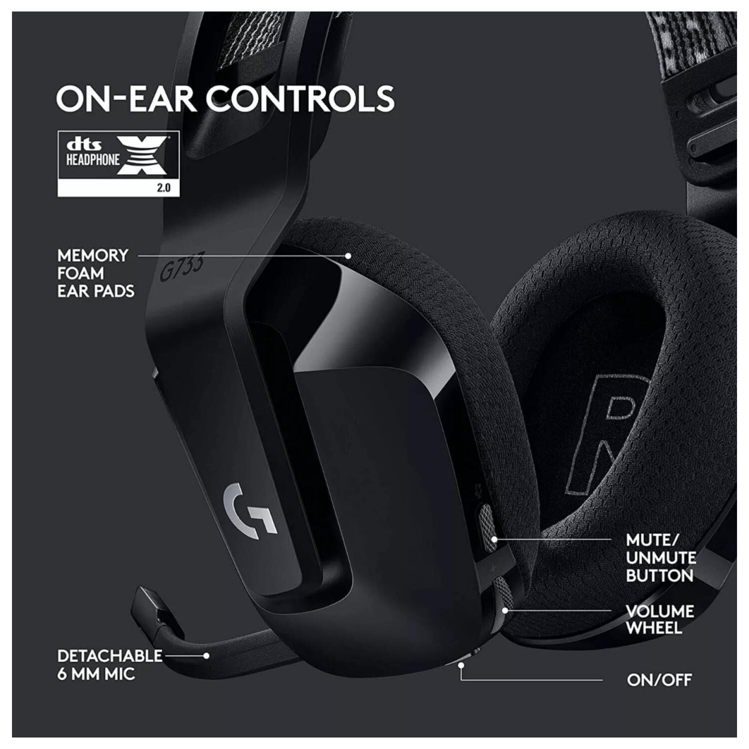 Audifono Gamer Inalambrico Rgb Lightspeed Negro G733 image number 3.0