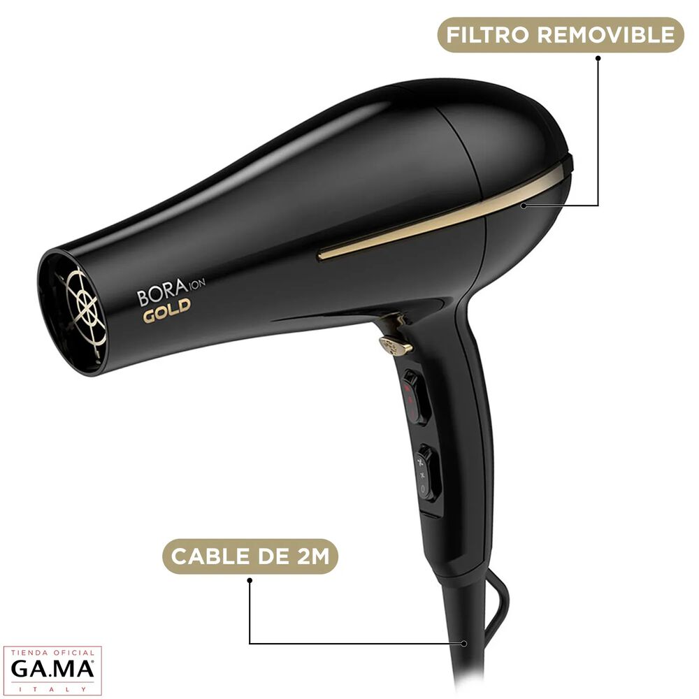 Secador De Pelo Ceramic Ion Bora Gold Color Negro Gama 2200w image number 2.0