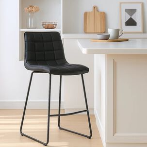 Taburete Milano Cuero Sintetico Con Patas Met&aacute;licas Estilo Industrial