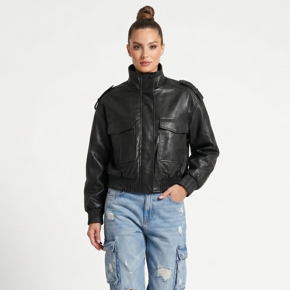 Chaqueta Ecocuero Bomber Mujer Kendall image number 0.0