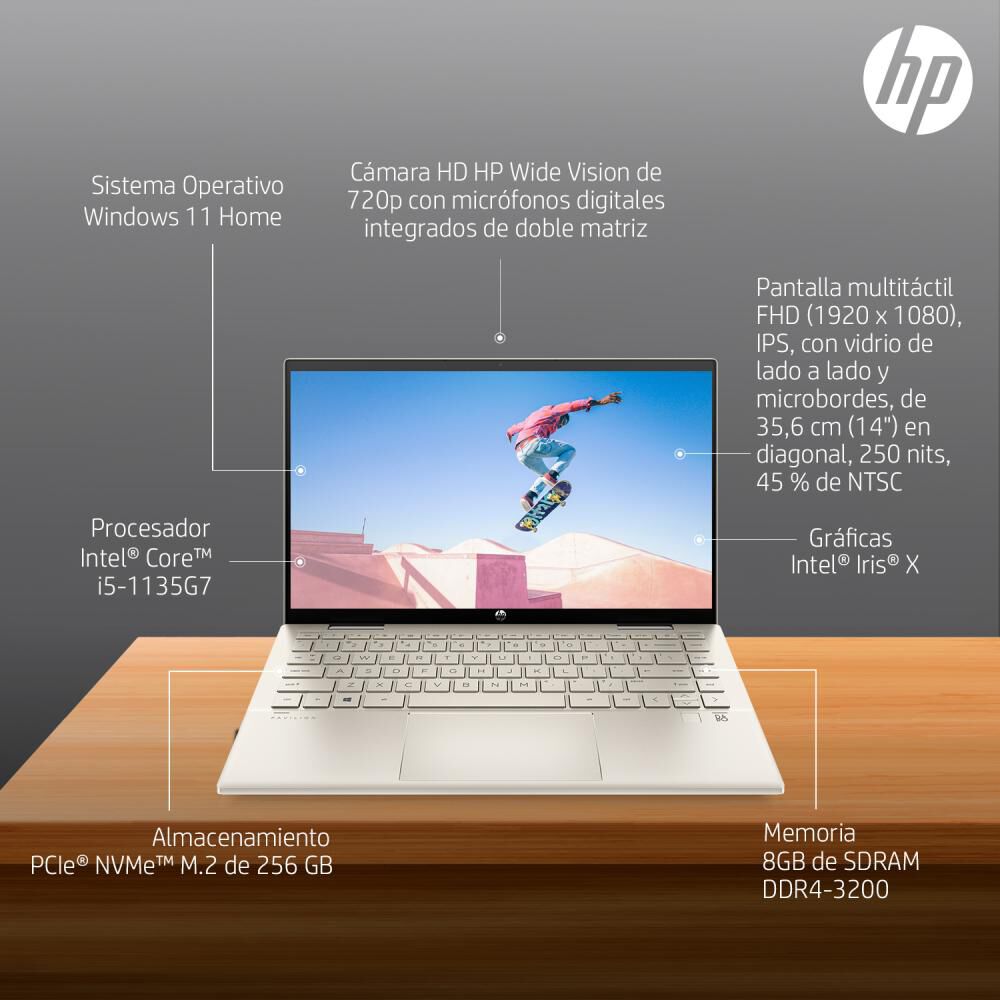 Notebook 14 " HP Pavilion X360 Convertible / Intel Core I5 / 8 GB RAM / Intel Iris X / 256 GB SSD