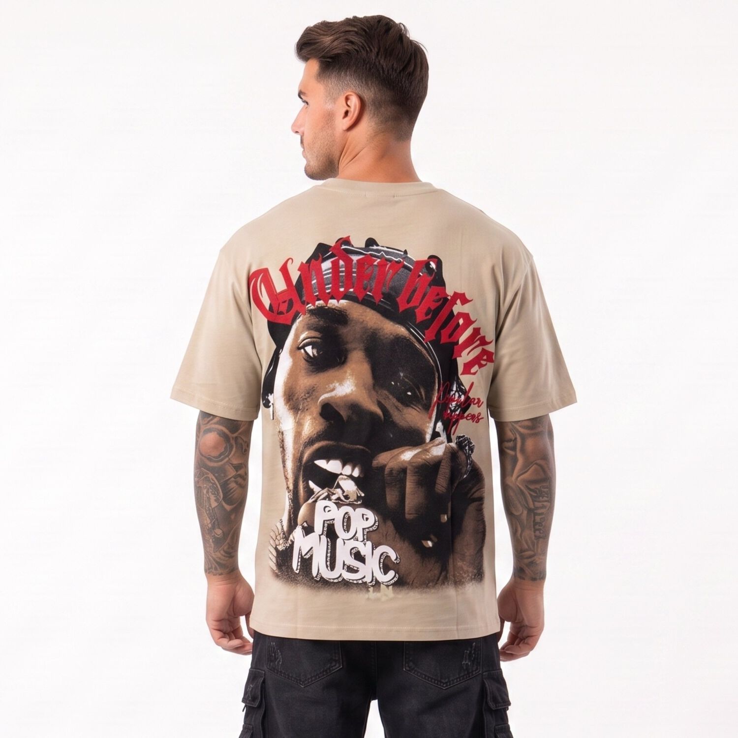 Polera Hombre Relaxed Fit Urbana Dise&ntilde;o Estampado Rappers image number 2.0