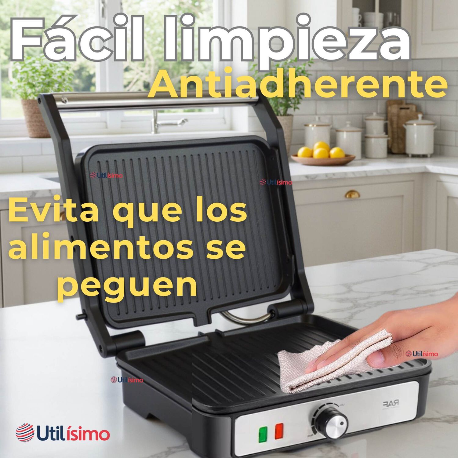 Plancha Parrillera El&eacute;ctrica 2000w Asadora Doble Cara Antiadherente image number 7.0