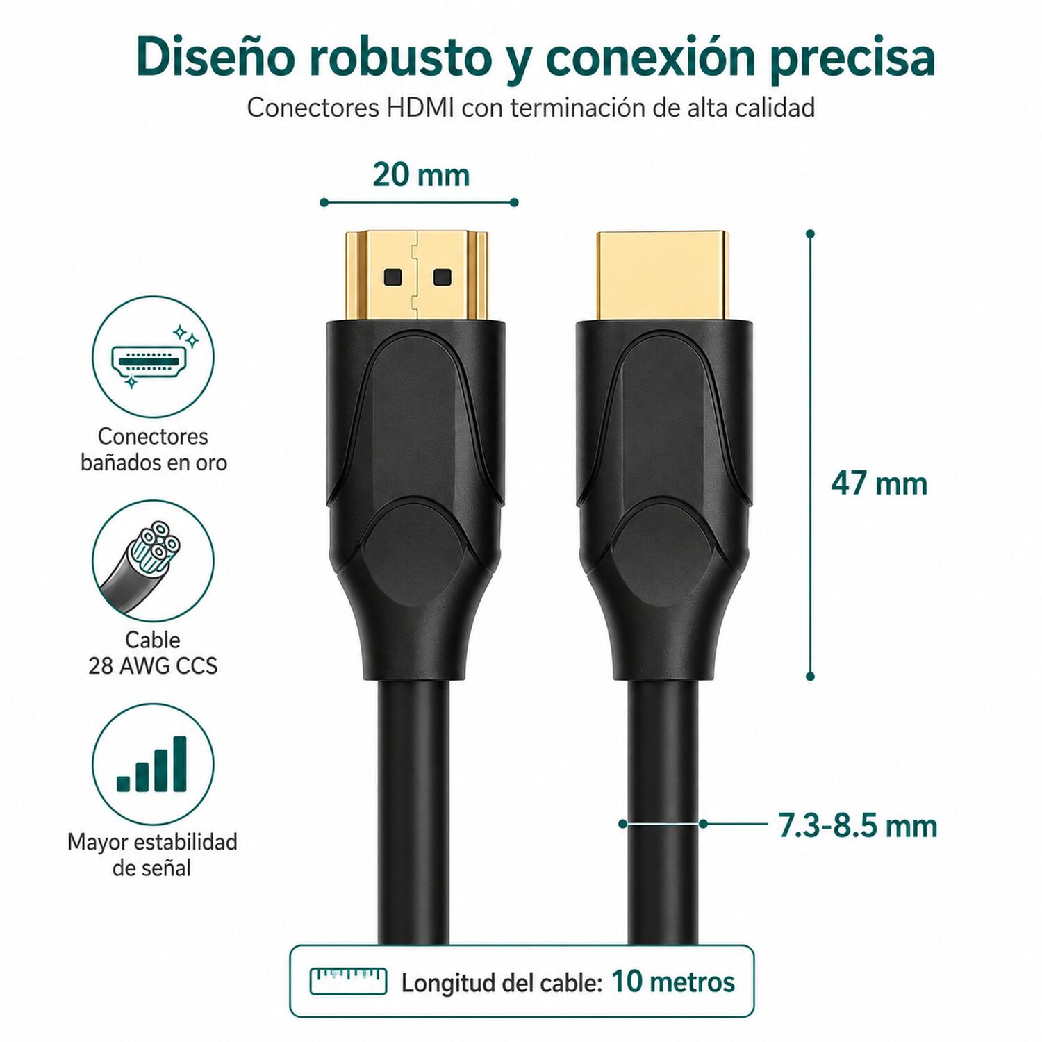 Cable Hdmi 4k Profesional 10mt Ultra Hd Versi&oacute;n Hdmi 2.0 image number 9.0