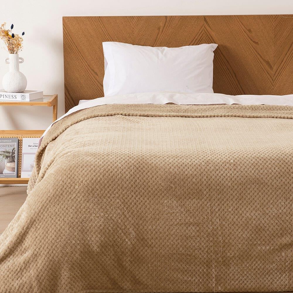 Frazada Popcorn 1.5 Plazas Beige image number 0.0